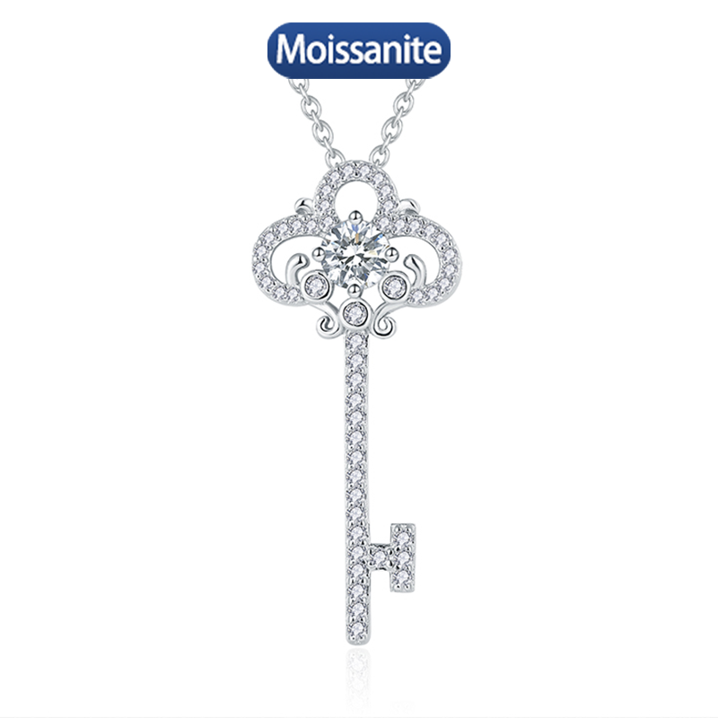 S925 Silver Moissanite Love key Pendants 1CT Certified Hip Hop Style Jewelry Personalized customization Valentine Day Gift
