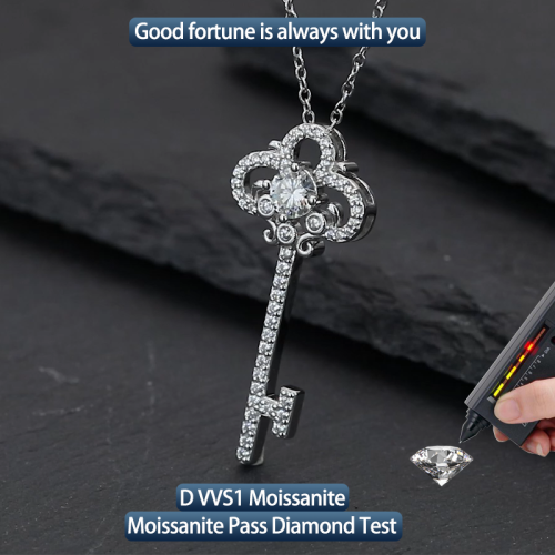 S925 Silver Moissanite Love key Pendants 1CT Certified Hip Hop Style Jewelry Personalized customization Valentine Day Gift 