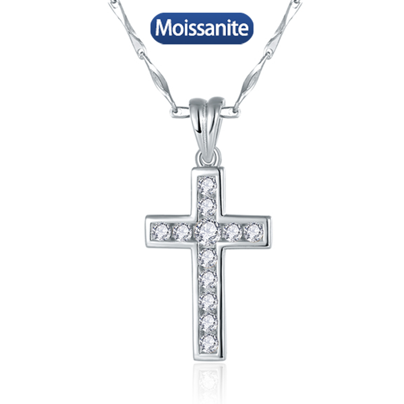 S925 Silver Moissanite 2.5mm 1CT Cross Pendant High Texture The Fast and the Furious Same Style European and American Explosive