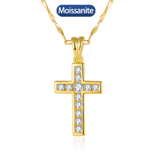 S925 Silver Moissanite 2.5mm 1CT Cross Pendant High Texture The Fast and the Furious Same Style European and American Explosive 