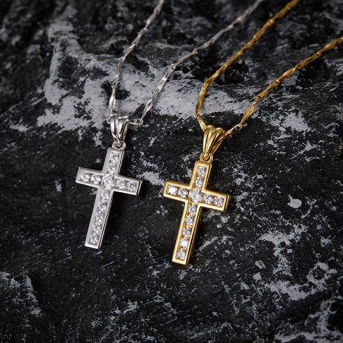 S925 Silver Moissanite 2.5mm 1CT Cross Pendant High Texture The Fast and the Furious Same Style European and American Explosive