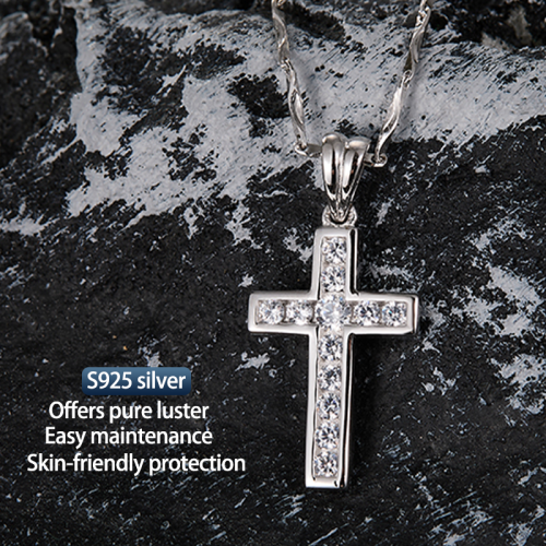 S925 Silver Moissanite 2.5mm 1CT Cross Pendant High Texture The Fast and the Furious Same Style European and American Explosive