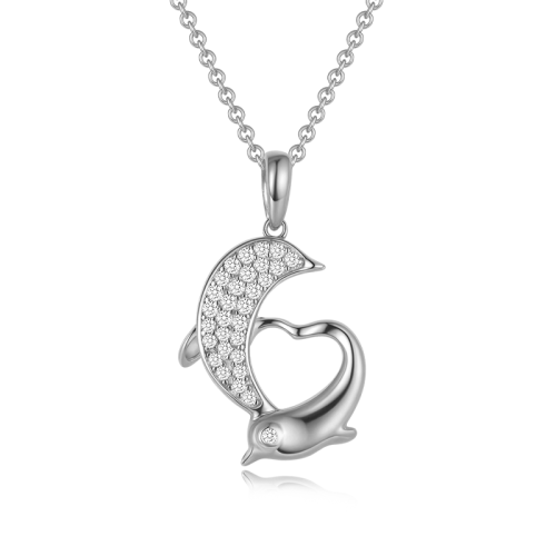 S925 Silver Moissanite Dolphin Pendant GRA Certificate Electroplated 18k Exquisite Fashion Light Luxury Design Women Necklace 