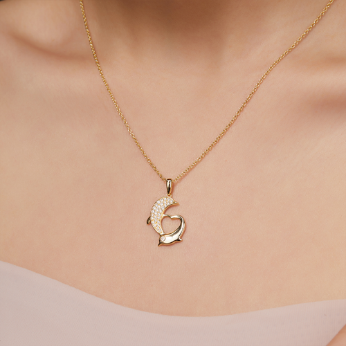 S925 Silver Moissanite Dolphin Pendant GRA Certificate Electroplated 18k Exquisite Fashion Light Luxury Design Women Necklace