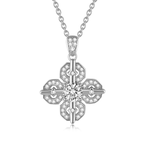 S925 Silver Moissanite Cross Pendant GRA Certificate Electroplating 18k Exquisite Fashion Light Luxury Design Women Necklace 