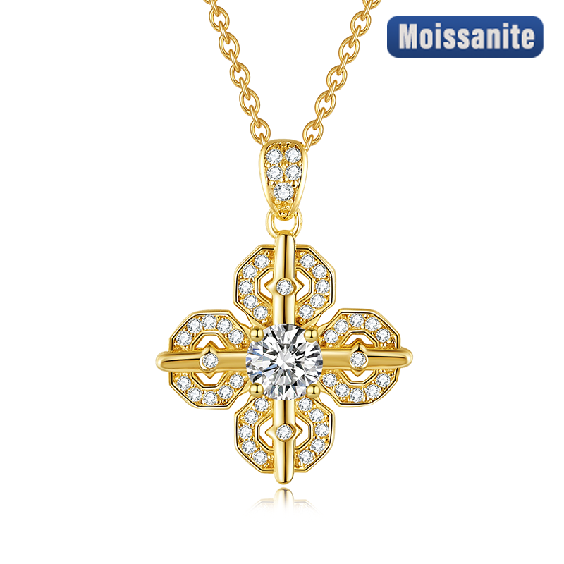 S925 Silver Moissanite Cross Pendant GRA Certificate Electroplating 18k Exquisite Fashion Light Luxury Design Women Necklace