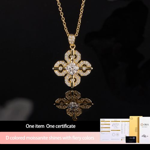 S925 Silver Moissanite Cross Pendant GRA Certificate Electroplating 18k Exquisite Fashion Light Luxury Design Women Necklace