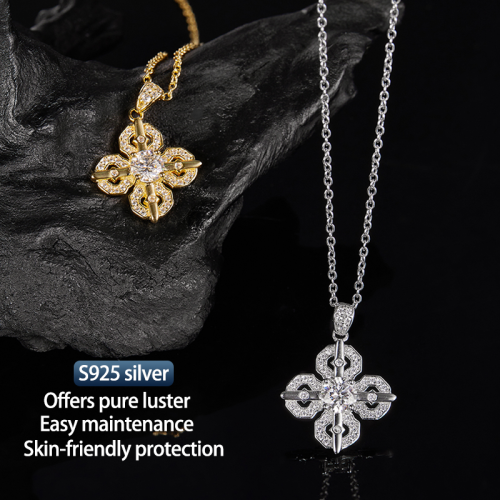 S925 Silver Moissanite Cross Pendant GRA Certificate Electroplating 18k Exquisite Fashion Light Luxury Design Women Necklace
