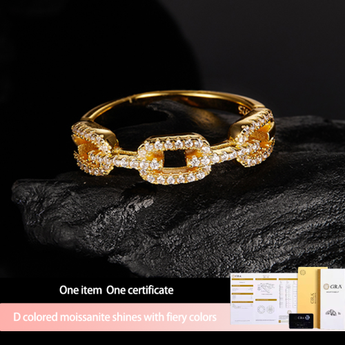 S925 Silver Moissanite 0.3ct Elegant Men's and Women's Ring D Ribbon Certificate HipHop Style Jewelry Personalized