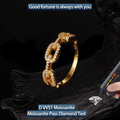 S925 Silver Moissanite 0.3ct Elegant Men's and Women's Ring D Ribbon Certificate HipHop Style Jewelry Personalized