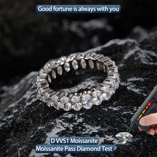 S925 Silver Zircon elliptical Ring 6CT Customizable moissanite Hip Hop Style Jewelry Personalized rings Valentine's Day Gift