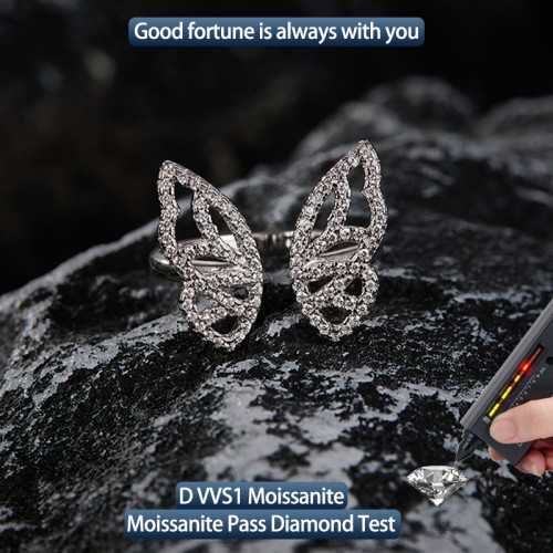 S925 silver all moissanite 1mm ring GRA certified electroplated 18kD color VVS1 diamond wedding ring women's exquisite jewelry 