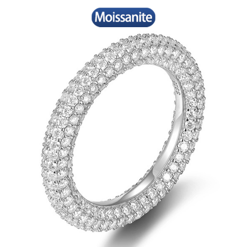 S925 silver all moissanite 1.2mm 4.3ct ring GRA certified electroplated 18kD color VVS1 diamond wedding ring for men and women exquisite jewelry