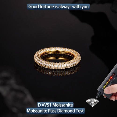 S925 silver all moissanite 1.2mm 4.3ct ring GRA certified electroplated 18kD color VVS1 diamond wedding ring for men and women exquisite jewelry