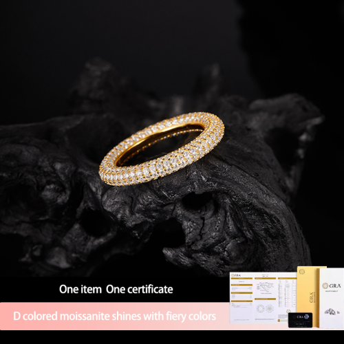 S925 silver all moissanite 1.2mm 4.3ct ring GRA certified electroplated 18kD color VVS1 diamond wedding ring for men and women exquisite jewelry