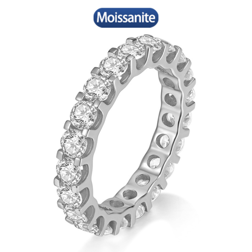 S925 silver all moissanite 3.5mm total 14.4CT ring GRA certified electroplated 18kD color VVS1 diamond wedding ring women's exquisite jewelry 