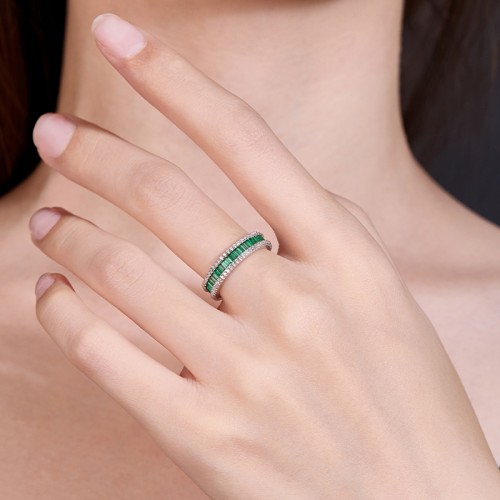 S925 Silver Full Zircon 0.9mm Ring GRA Certified Electroplated 18kD Color VVS1 Diamond Wedding Ring Women Exquisite Jewelry