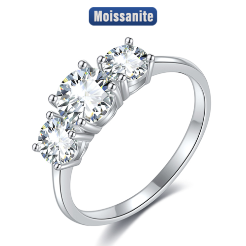 S925 Silver Moissanite Crown Ring 2CT D VVS1 Certified with Certificate Sweet Light Luxury High Design Style Proposal Wedding 