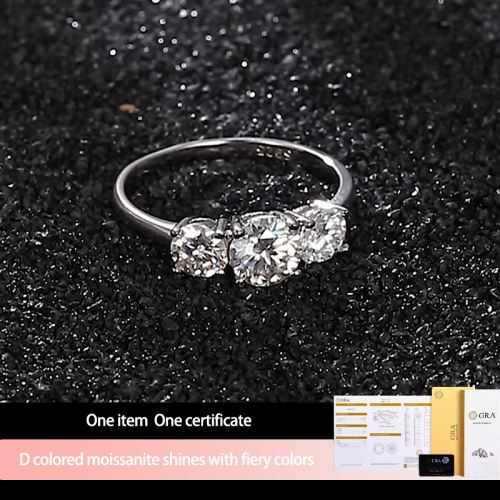 S925 Silver Moissanite Crown Ring 2CT D VVS1 Certified with Certificate Sweet Light Luxury High Design Style Proposal Wedding