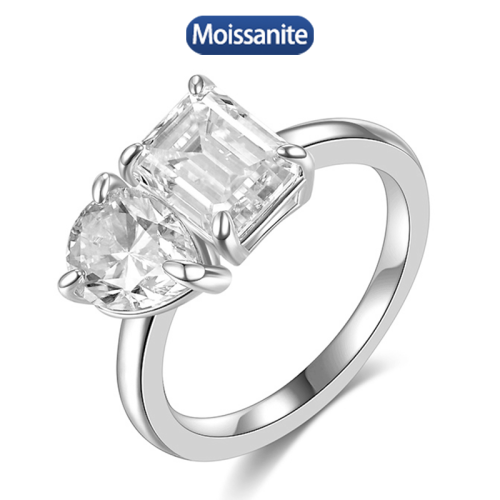 S925 Silver Moissanite Double Stone Ring 5.5CT D VVS1 Certified Hip Hop Style Jewelry Personalized rings Valentine Day Gift 