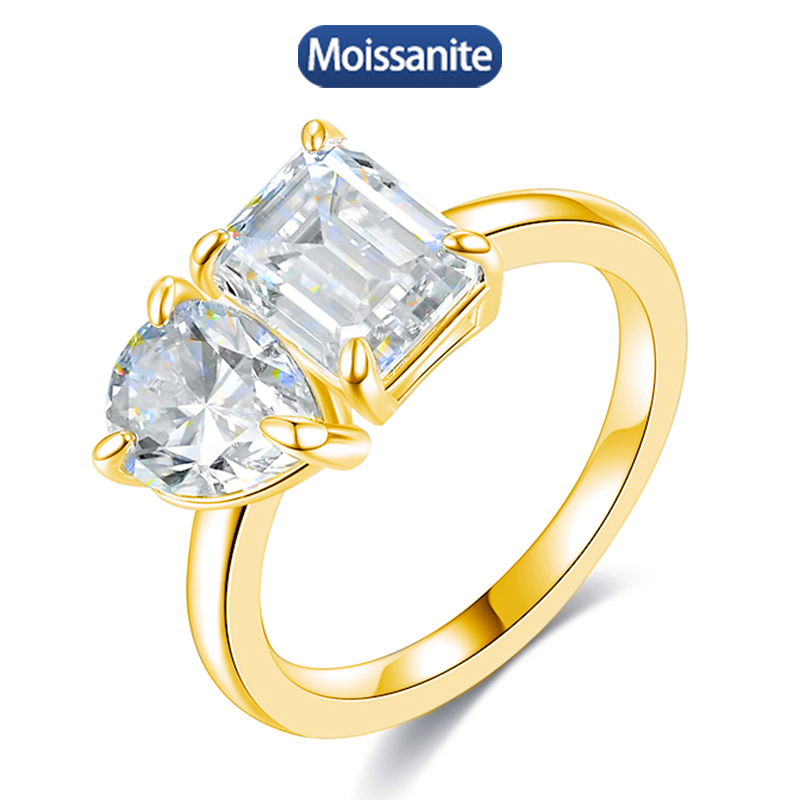 S925 Silver Moissanite Double Stone Ring 5.5CT D VVS1 Certified Hip Hop Style Jewelry Personalized rings Valentine Day Gift
