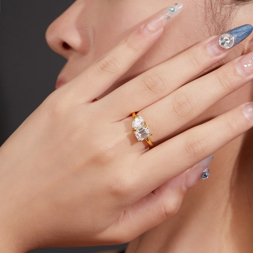 S925 Silver Moissanite Double Stone Ring 5.5CT D VVS1 Certified Hip Hop Style Jewelry Personalized rings Valentine Day Gift