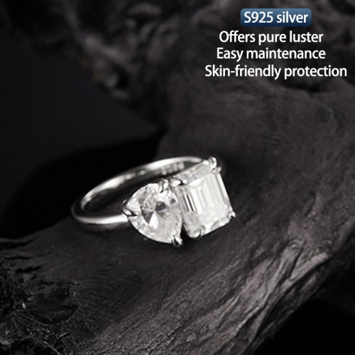 S925 Silver Moissanite Double Stone Ring 5.5CT D VVS1 Certified Hip Hop Style Jewelry Personalized rings Valentine Day Gift
