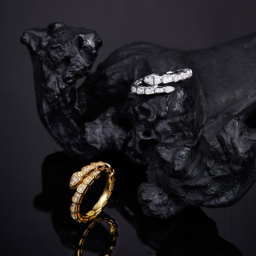 S925 Silver Moissanite 0.3CT Snake ring electroplated 18k gold platinum exquisite fashion light luxury design women wedding ring