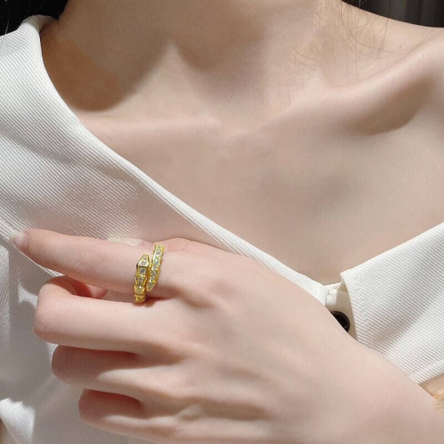 S925 Silver Moissanite 0.3CT Snake ring electroplated 18k gold platinum exquisite fashion light luxury design women wedding ring
