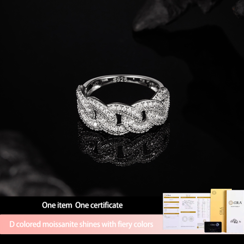 S925 Silver Moissanite HipHop Cuban Ring 0.68CT D VVS1 Certified Hip Hop Style Jewelry Personalized rings Valentine's Day Gift 