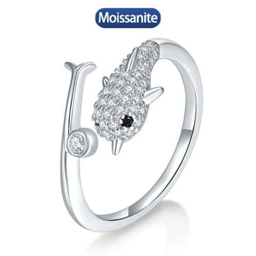 S925 Silver Moissanite Dolphin Ring 0.3CT D VVS1 Certified Hip Hop Style Jewelry Personalized rings Valentine Day Gift 