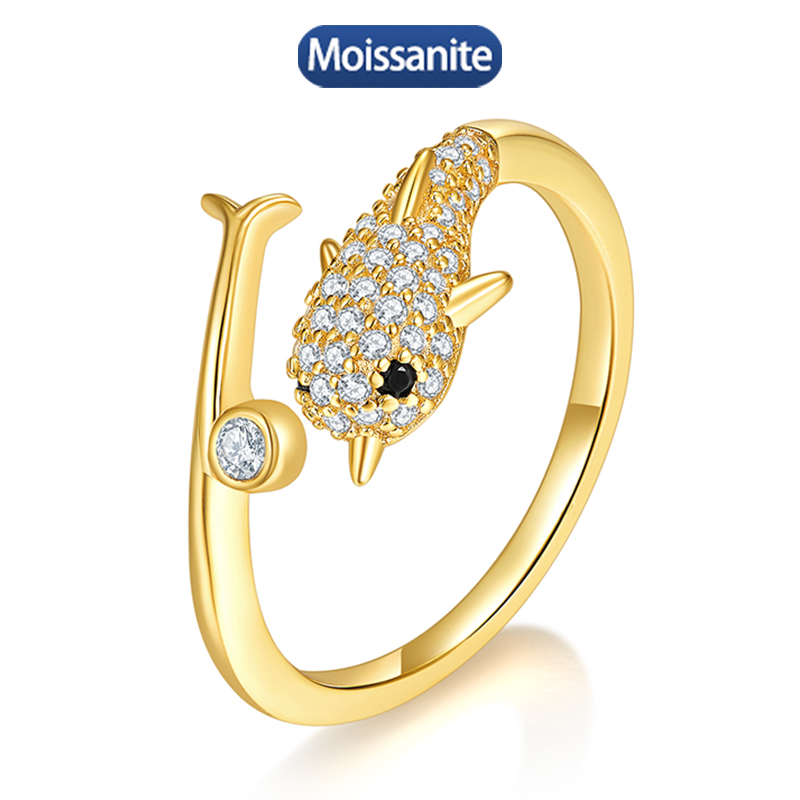 S925 Silver Moissanite Dolphin Ring 0.3CT D VVS1 Certified Hip Hop Style Jewelry Personalized rings Valentine Day Gift