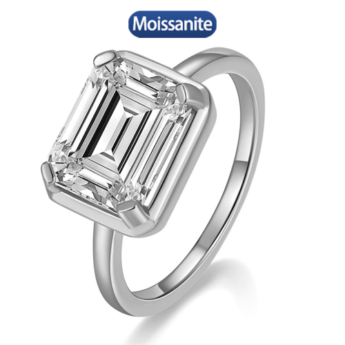 S925 Silver Moissanite Emerald Cut Ring 1~4CT D VVS1 Certified Hip Hop Style Jewelry Personalized rings Valentine's Day Gift 