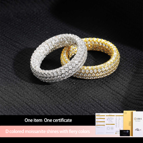 S925 Silver Moissanite HipHop Ring 3.35CT D VVS1 Certified Hip Hop Style Jewelry Personalized rings Light luxury Gift