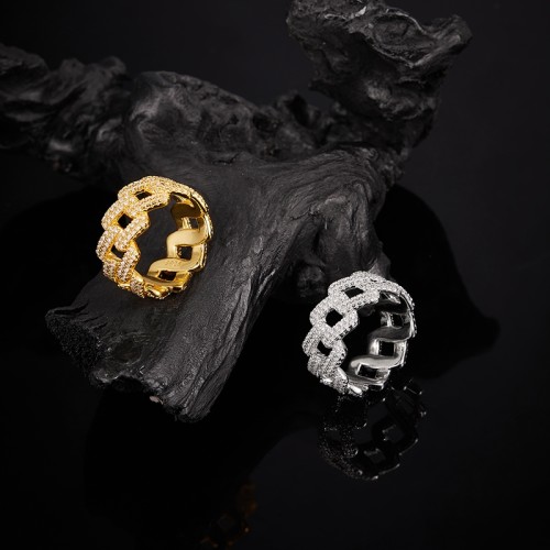 S925 Silver Moissanite Cuban link hiphop Ring 1CT D VVS1 Certified Hip Hop Style Jewelry Personalized rings Valentine's Day Gift
