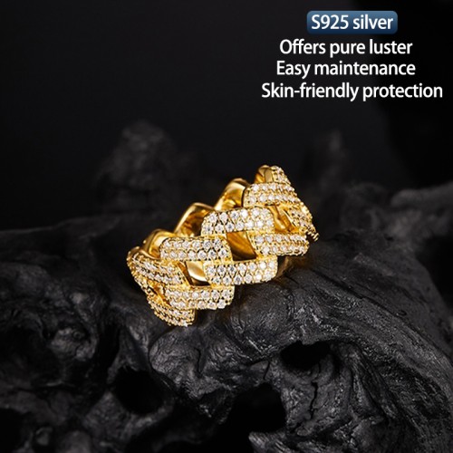 S925 Silver Moissanite Cuban link hiphop Ring 1CT D VVS1 Certified Hip Hop Style Jewelry Personalized rings Valentine's Day Gift