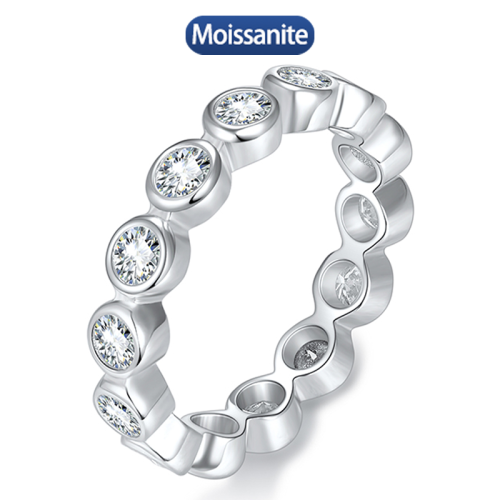 925 Silver Moissanite 1.6CT HipHop ring around electroplated 18k gold platinum exquisite fashion light luxury design women weddi 