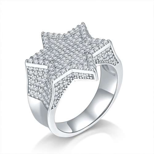 S925 Silver Moissanite Hexagonal Ring 2CT Customizable moissanite Hip Hop Style Jewelry Personalized rings Valentine Day Gift 