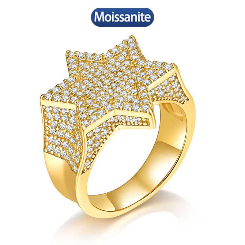 S925 Silver Moissanite Hexagonal Ring 2CT Customizable moissanite Hip Hop Style Jewelry Personalized rings Valentine Day Gift