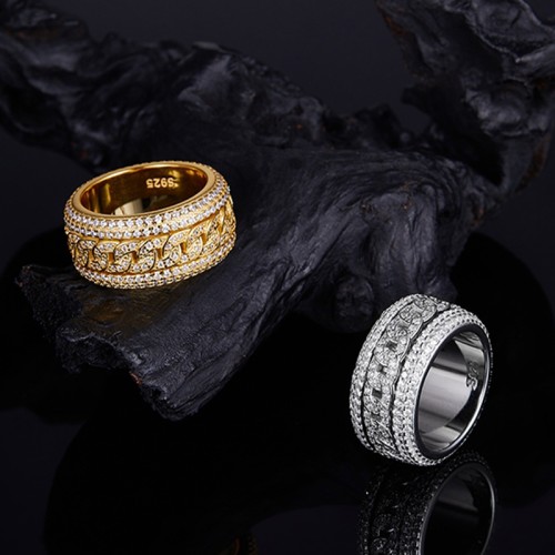 S925 Silver Moissanite Rotating Ring 2CT D VVS1 Certified GRA Certificate Hip Hop West Coast Men Style Jewelry Personalized Ring Carnival