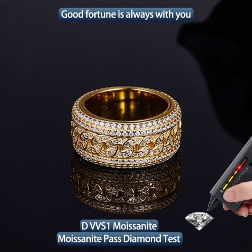 S925 Silver Moissanite Rotating Ring 2CT D VVS1 Certified GRA Certificate Hip Hop West Coast Men Style Jewelry Personalized Ring Carnival 