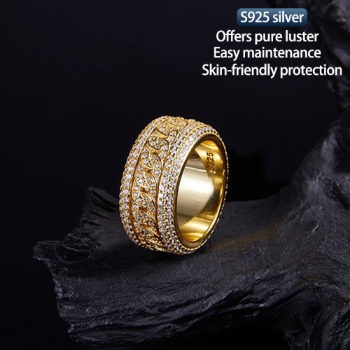 S925 Silver Moissanite Rotating Ring 2CT D VVS1 Certified GRA Certificate Hip Hop West Coast Men Style Jewelry Personalized Ring Carnival