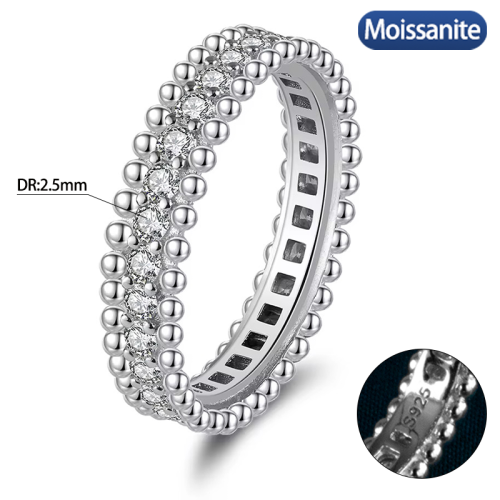 S925 silver all moissanite 2.5mm ring GRA certified electroplated 18kD color VVS1 diamond wedding ring women's exquisite jewelry