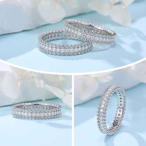 S925 silver all moissanite 2.5mm ring GRA certified electroplated 18kD color VVS1 diamond wedding ring women's exquisite jewelry