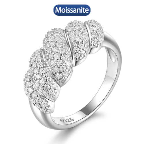 S925 silver all moissanite 1.2mm ring GRA certified electroplated 18kD color VVS1 diamond wedding ring women's exquisite jewelry