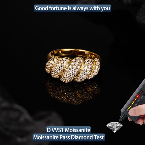 S925 silver all moissanite 1.2mm ring GRA certified electroplated 18kD color VVS1 diamond wedding ring women's exquisite jewelry