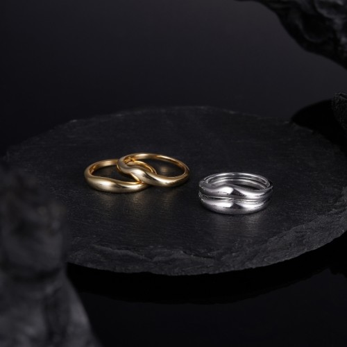 S925 silver combination solid ring popular in Europe and America simple atmospheric versatile and personalized rings