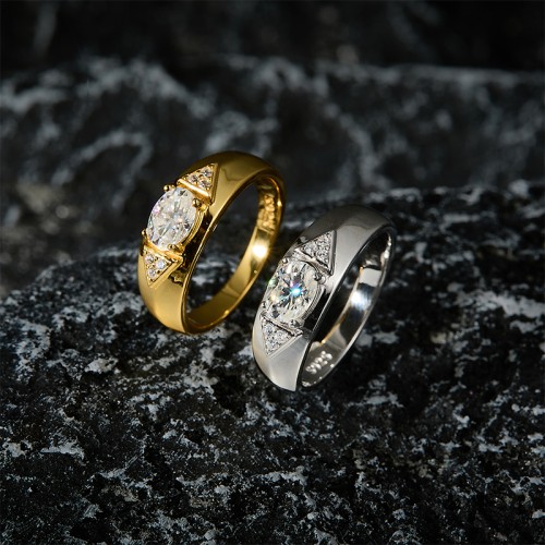 S925 Silver Moissanite Oval Ring 3CT D VVS1 Certified Hip Hop Style Jewelry Personalized rings Valentine's Day Gift