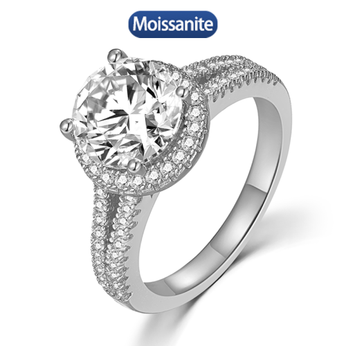 S925 Silver Moissanite 2CT Hip Hop Ring Electroplated 18k Gold GRA Certificate Exquisite Fashion Light Luxury Design Ring 