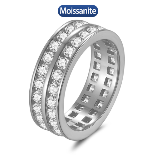 S925 Silver Moissanite Cuban Ring 3ct HipHop Style Jewelry Personalized customization Valentine's Day Gift ﻿ 